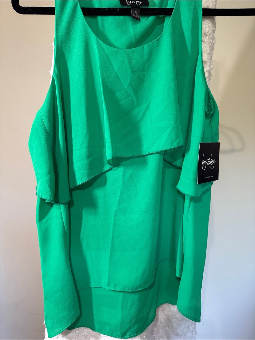 by & by Bright Green Layered Sleeveless Blouse